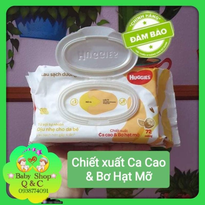 ♨️THÙNG 12 GÓI KHĂN ƯỚT HUGGIES 72 TỜ CHIẾT XUẤT CA CAO & BƠ HẠT MỠ