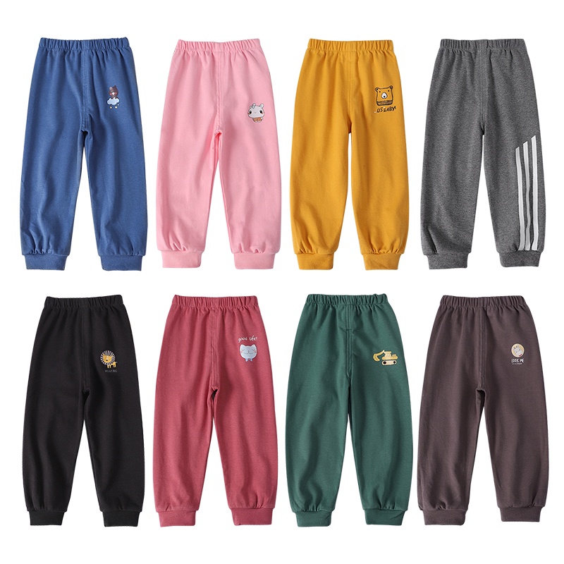 Quần Cotton Dài Dáng Rộng Màu Trơn Mềm Mại Thoải Mái Thời Trang Mùa Hè Cho Bé Trai Và Gái 1-6 Tuổi