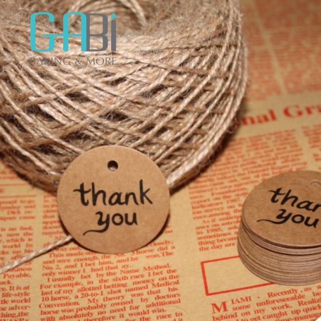 100 tag giấy Thank You/Handmade