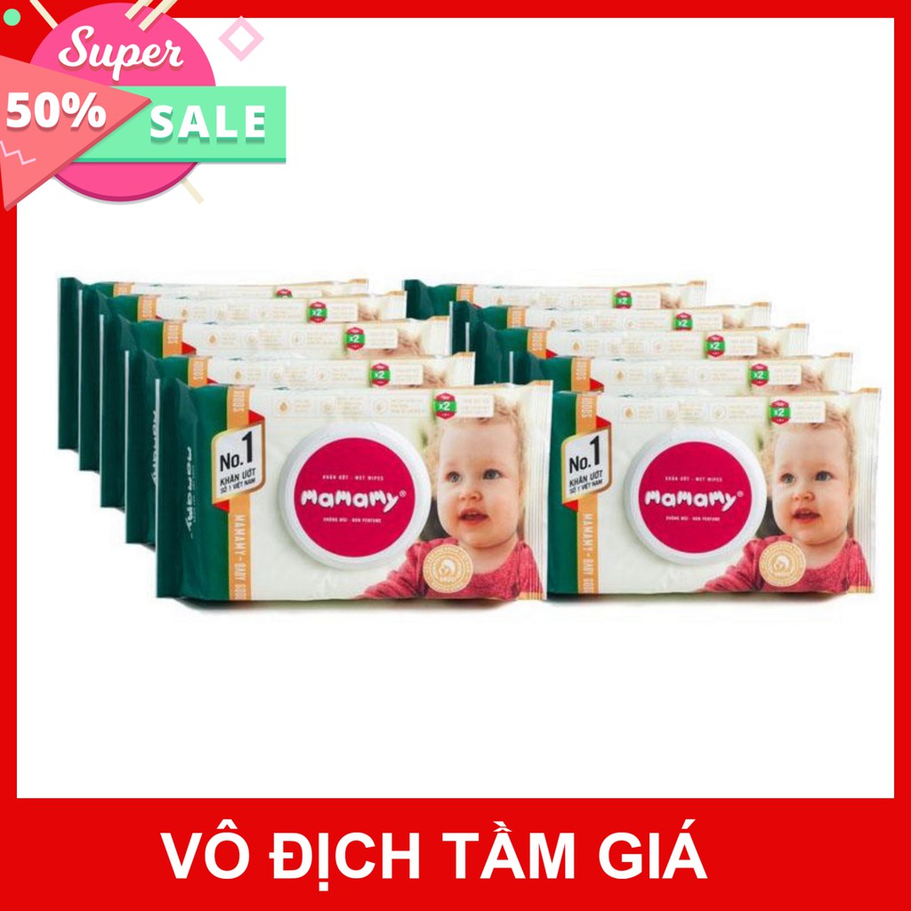 Combo 10 Gói Khăn Ướt Trẻ Em MAMAMY 100 Tờ, khăn giấy ướt không kích ứng da cho bé
