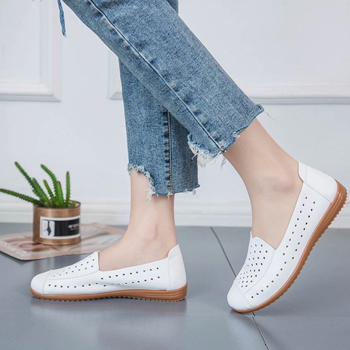 [SIÊU NHẸ_KHÔNG ĐAU CHÂN] Giày slip on lổ đế bệt dẻo mềm êm chân, đàn hồi tốt S094