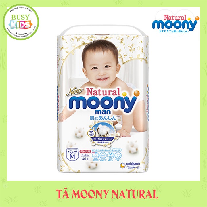 Tã Moony Natural Nội Địa Chính Hãng Unicharm VN dán/quần size NB63,S58,M46,L38-M46,L36,XL32