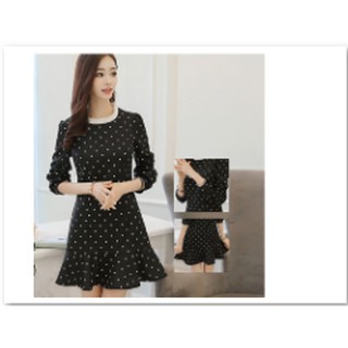 Đầm công sở chấm bi đuôi cá