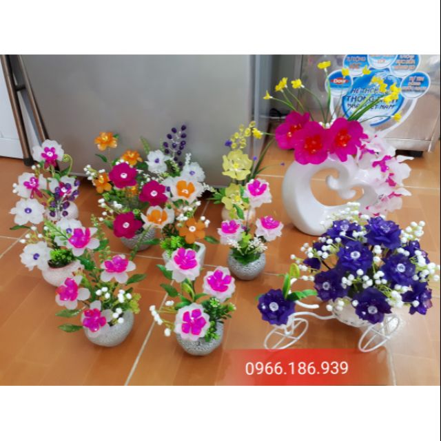 Combo thành phẩm hoa pha lê đá