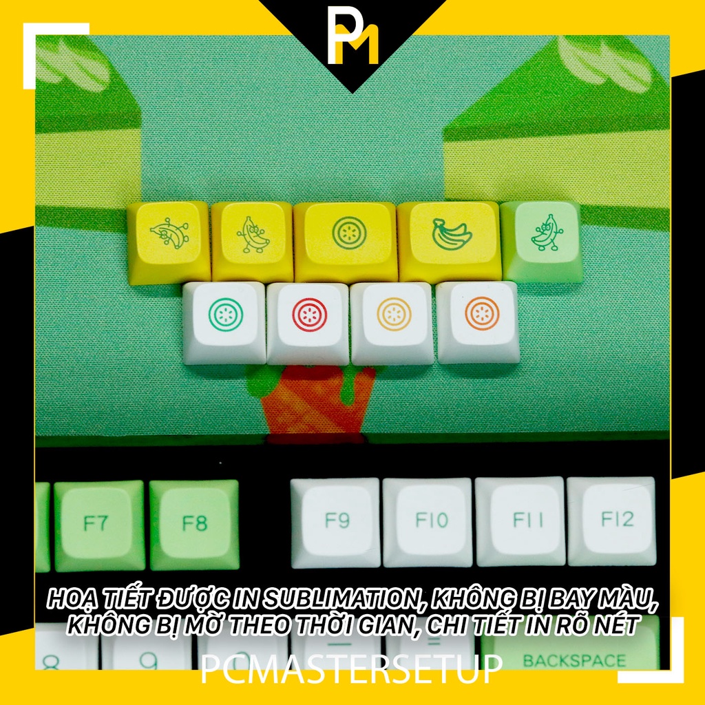 Nút Keycap pbt Banana chuối xanh chiều cao xda 9.5mm dày 1.5mm cho bàn phím cơ của pcmaster