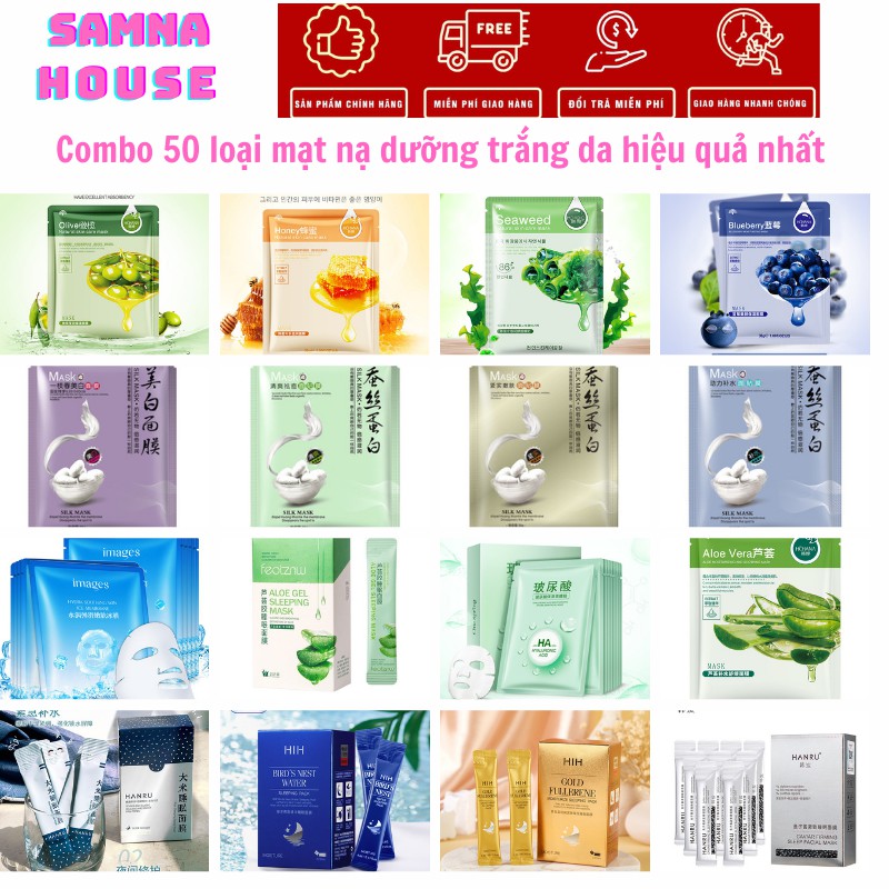 COMBO 50 MIX Nhiều Loại Mặt Nạ Dưỡng Da Thải Độc Cao Cấp Bioaqua, One Sping, Images, Rorec mask Hàng Nội Địa Trung