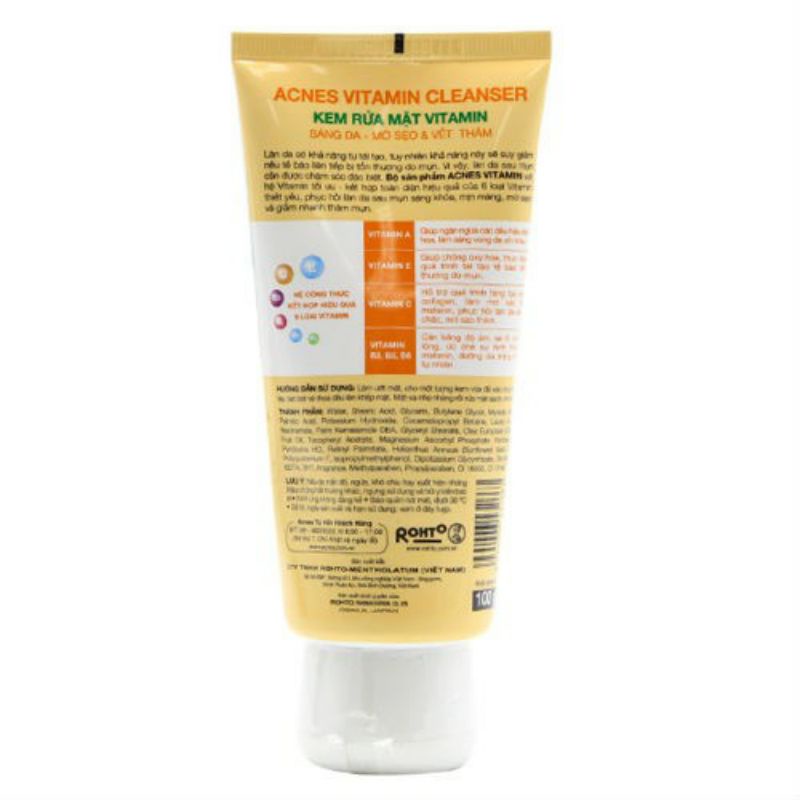 kem rửa mặt vitamin  Acnes sáng da,mờ sẹo, mờ vết thâm 100g