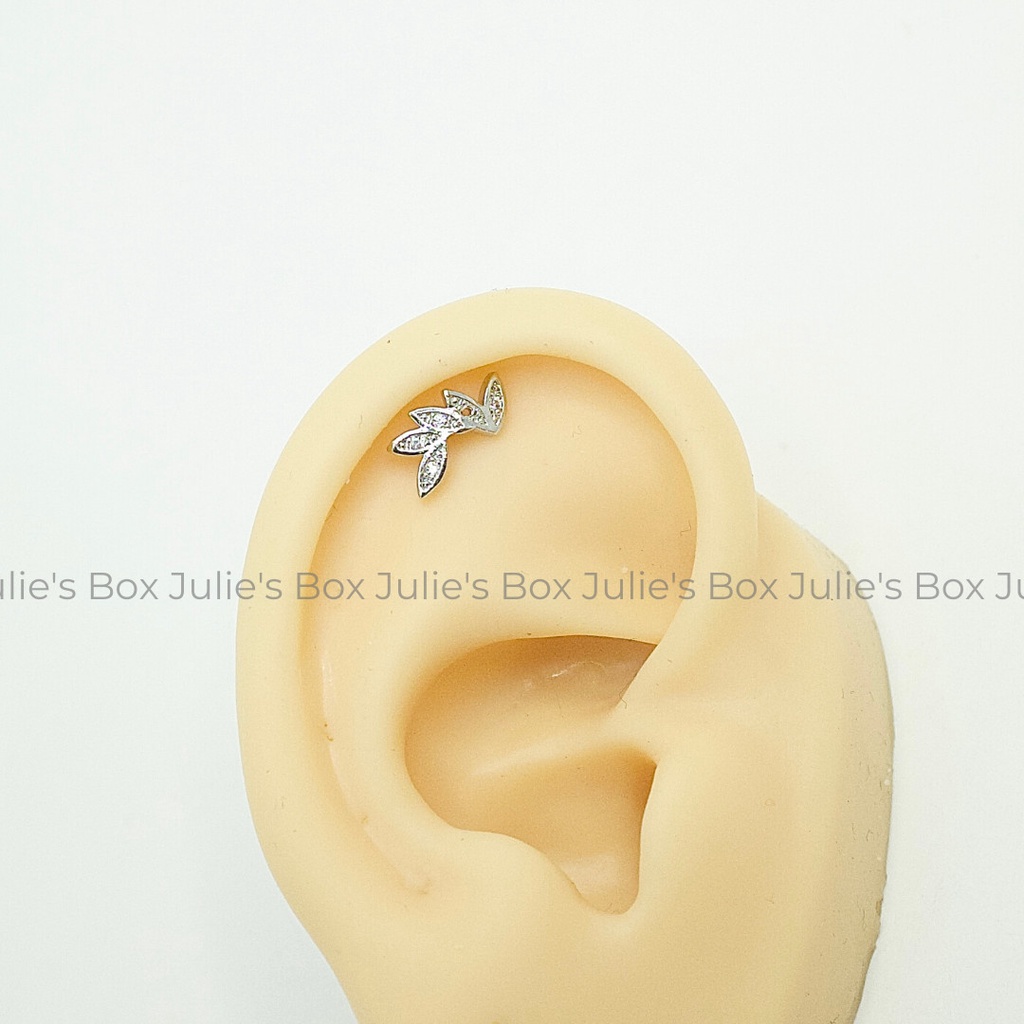[1 Chiếc] Khuyên Tai Vành Tai Hình Lá Cây Xỏ Unisex Titanium Không Đen Không Ngứa Không Dị Ứng julies box