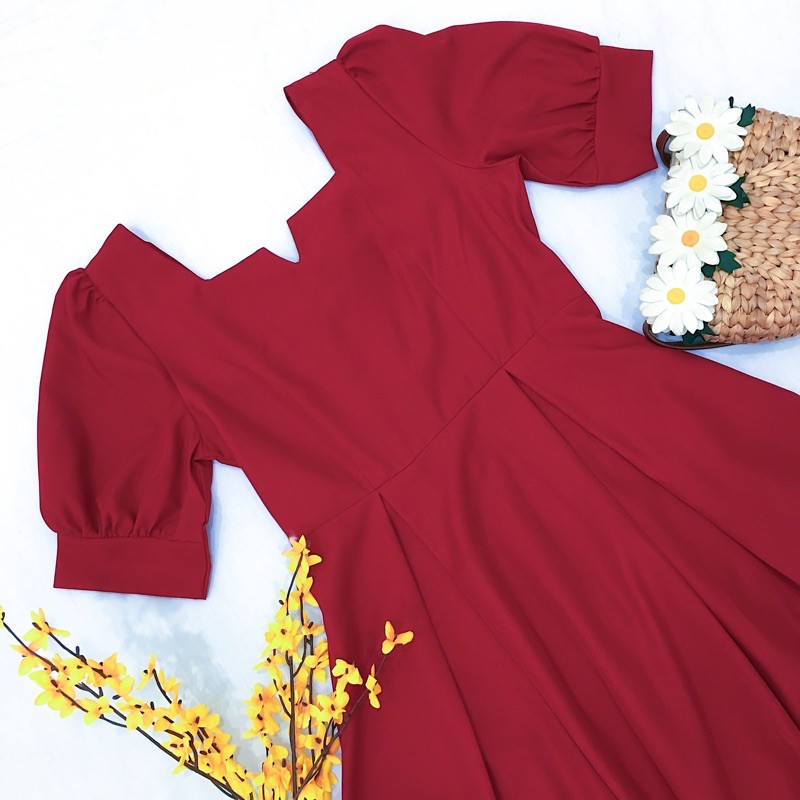 [Mã FATHANG5 giảm 10K đơn 50K] Đầm đỏ cổ khoá form dài (kèm hình thật) | BigBuy360 - bigbuy360.vn