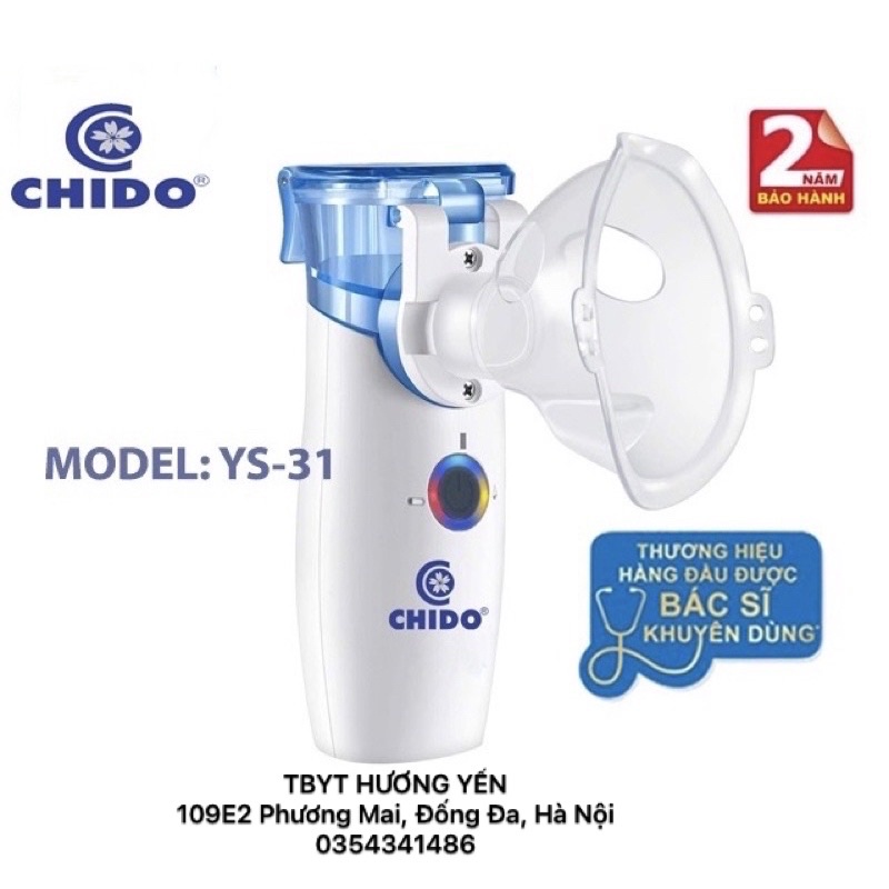 Máy Xông Khí Dung Cầm Tay CHIDO YS-31, Máy Xông Mũi Họng Công Nghệ Nhật Bản, Bảo Hành Chính Hãng 24 Tháng