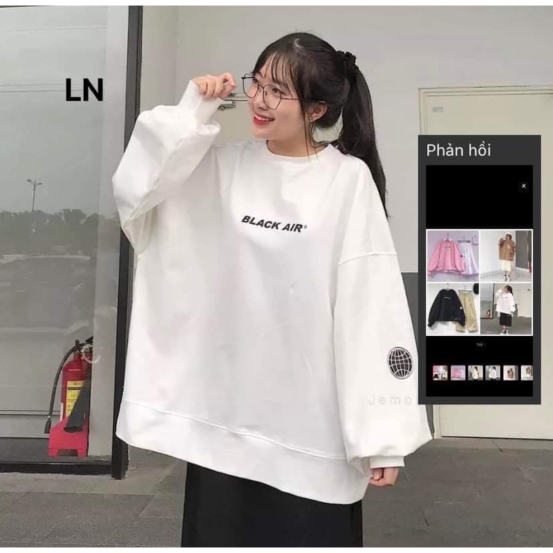 Áo nỉ bo cotton black LN12