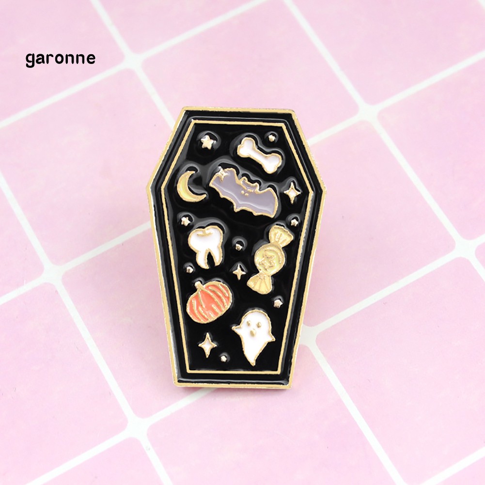 GA_Creative Coffin Enamel Brooch Pin Denim Jeans Badge Halloween Party Decoration
