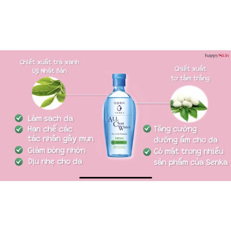 Nước Tẩy Trang SENKA Tưoi Mát Da All Clear Water Fresh Anti Shine 230ml