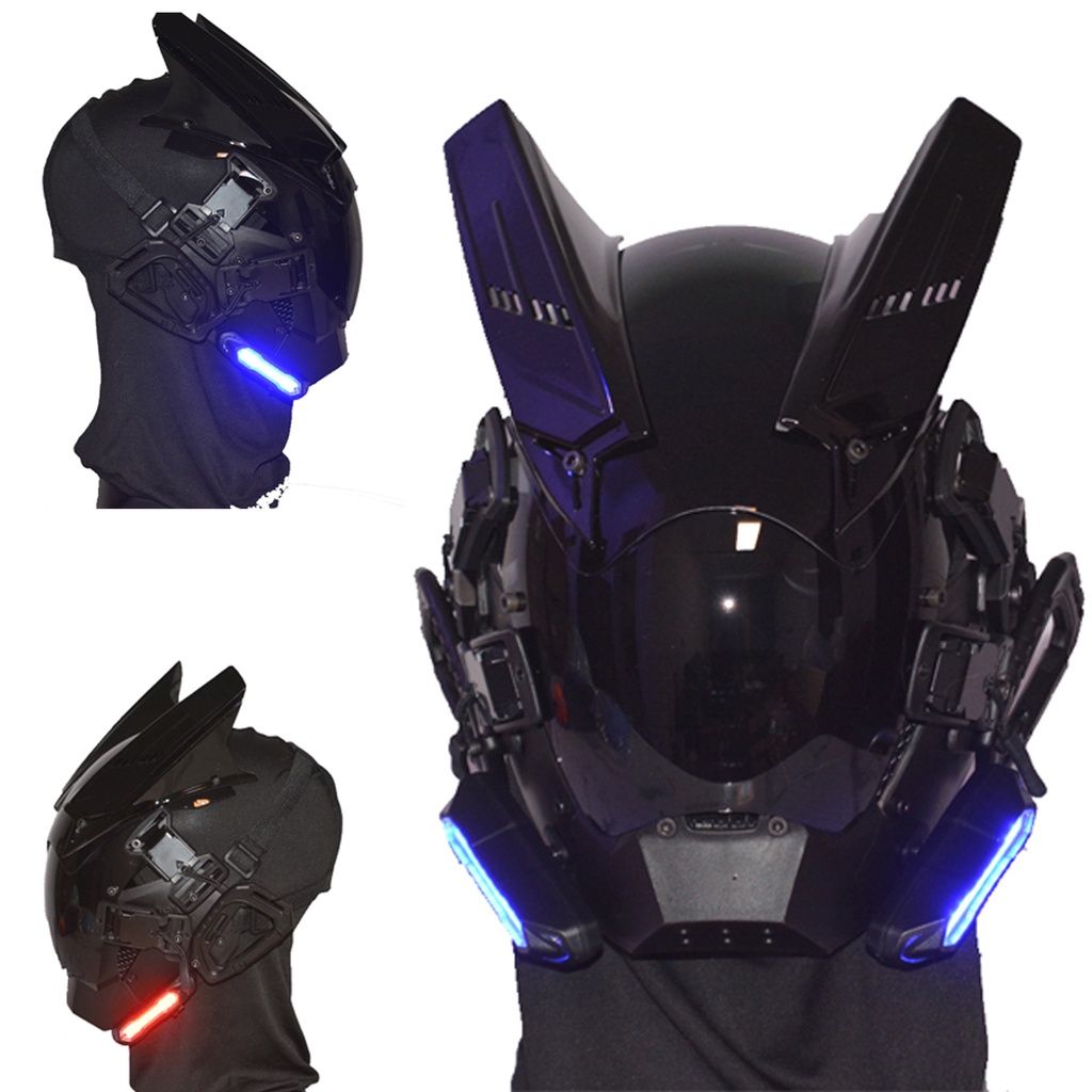 Cyberpunk Mặt Nạ -Mặt Nạ Dạ Quang Mask-Mặt Nạ LED Mask-Mặt Nạ Samurai Mũ Bảo Hiểm-Chiến Thuật Mũ Bảo Hiểm Cosplay