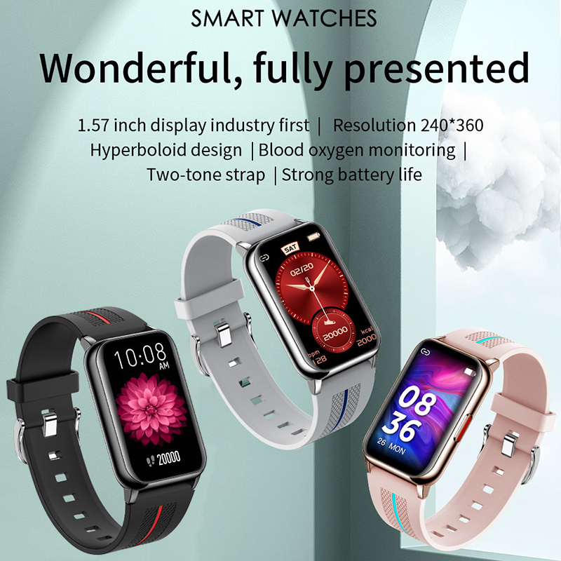 Lykry Smart Watch H76 Square Screen IP68 Waterproof Long Standby Heart Rate Blood Oxygen Monitoring Fitness Tracker 1.57 inch