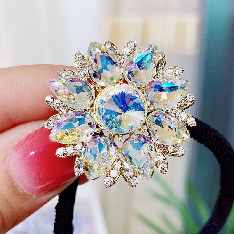 Dây Cột Tóc Đính Đá Hình Hoa Mận Màu Đen Phong Cách Cổ Điển Thời Trang Cho Nữ