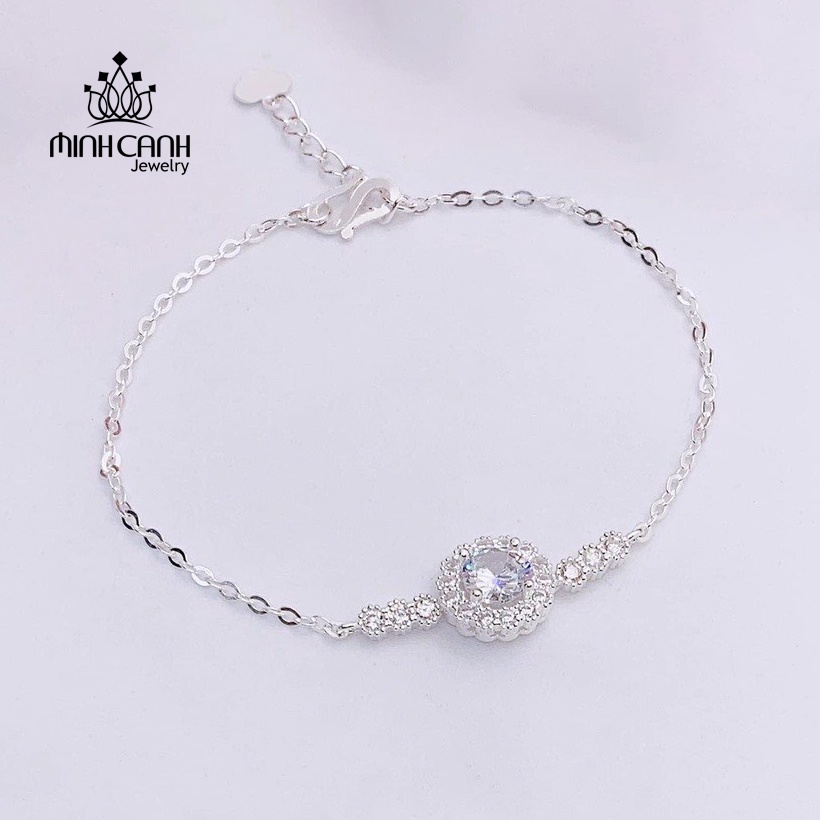 Lắc Tay Bạc Hoa Đá Tròn Dây Mảnh Minh Canh Jewelry