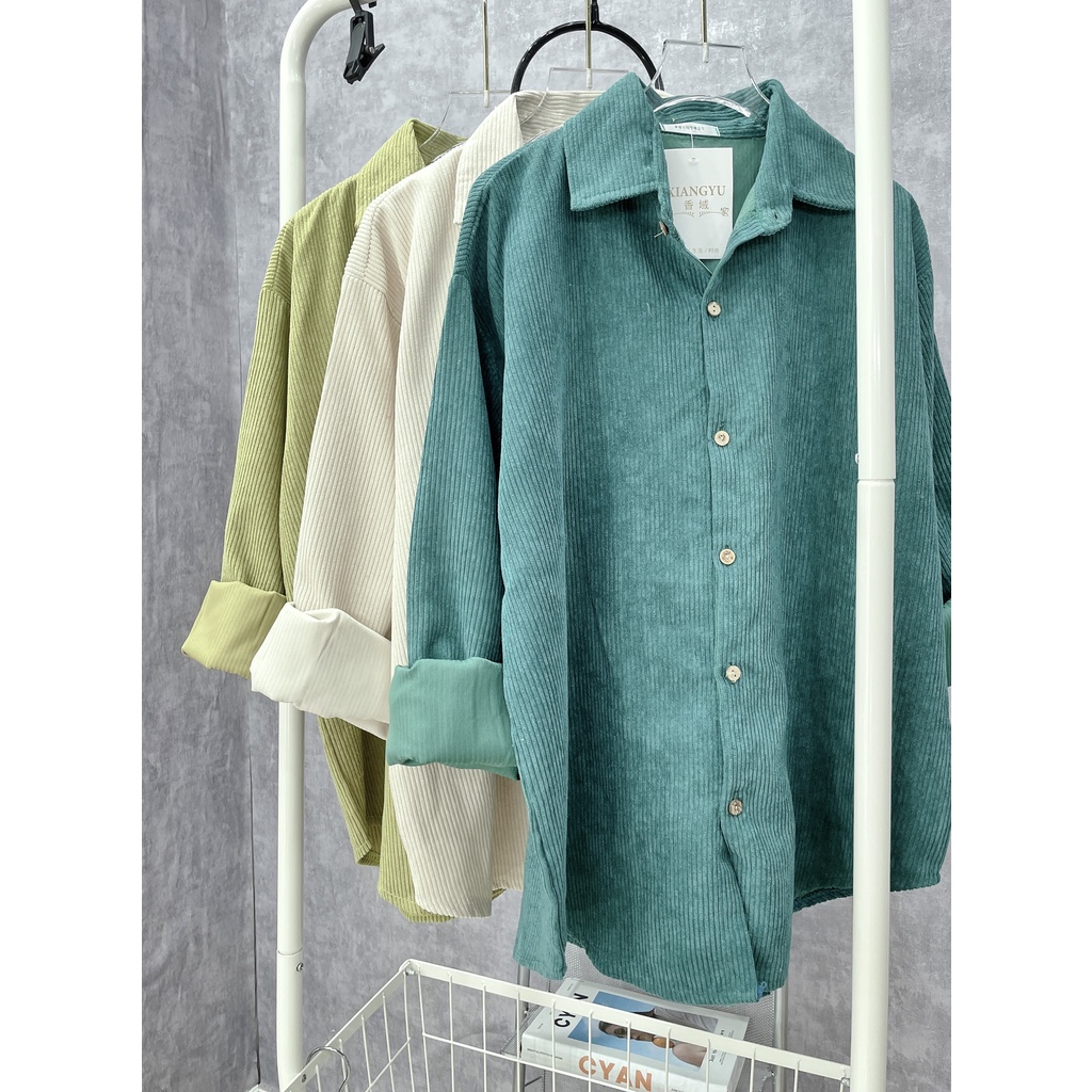 Áo sơ mi nhung tăm YUNA unisex phong cách Ulzzang Hàn Quốc màu phong cách vintage, thời trang nữ YUNA