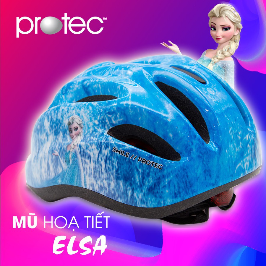 Mũ Bảo Hiểm Xe Đạp Trẻ Em Protec SMILE Họa Tiết Công Chúa ELSA , An Toàn, Thời Trang - Hàng Chính Hãng