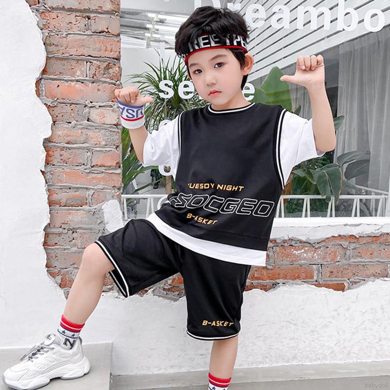 Bộ 2 món Áo thun bóng rổ và Quần ngắn phong cách hè cho bé trai 4-9 tuổi