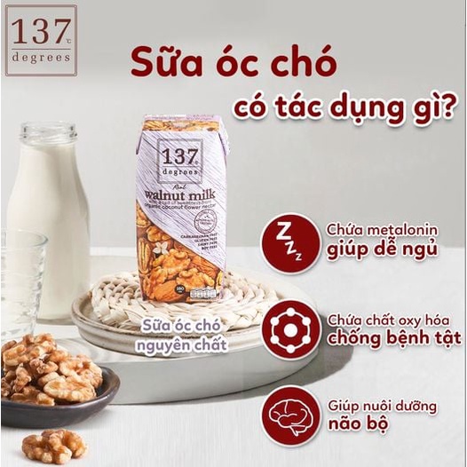 Sữa Hạt Óc Chó Nguyên Chất 137 Degrees 180ML (Lốc 3 Hộp)