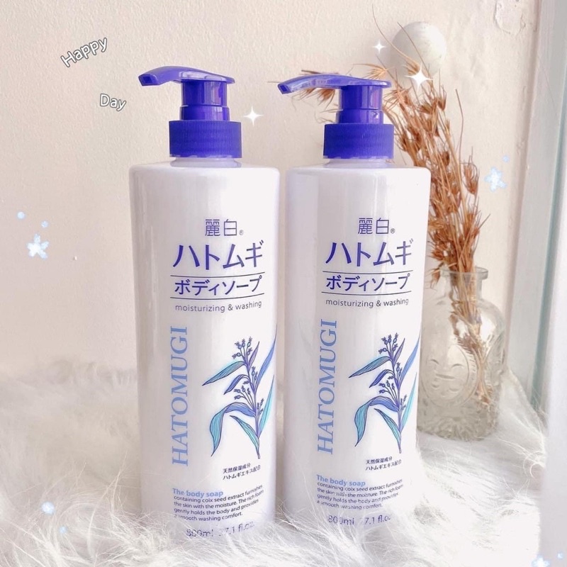 Sữa tắm trắng da dưỡng ẩm chiết xuất từ hạt ý dĩ và mầm gạo Hatomugi Moisturizing &amp; Washing 800ml