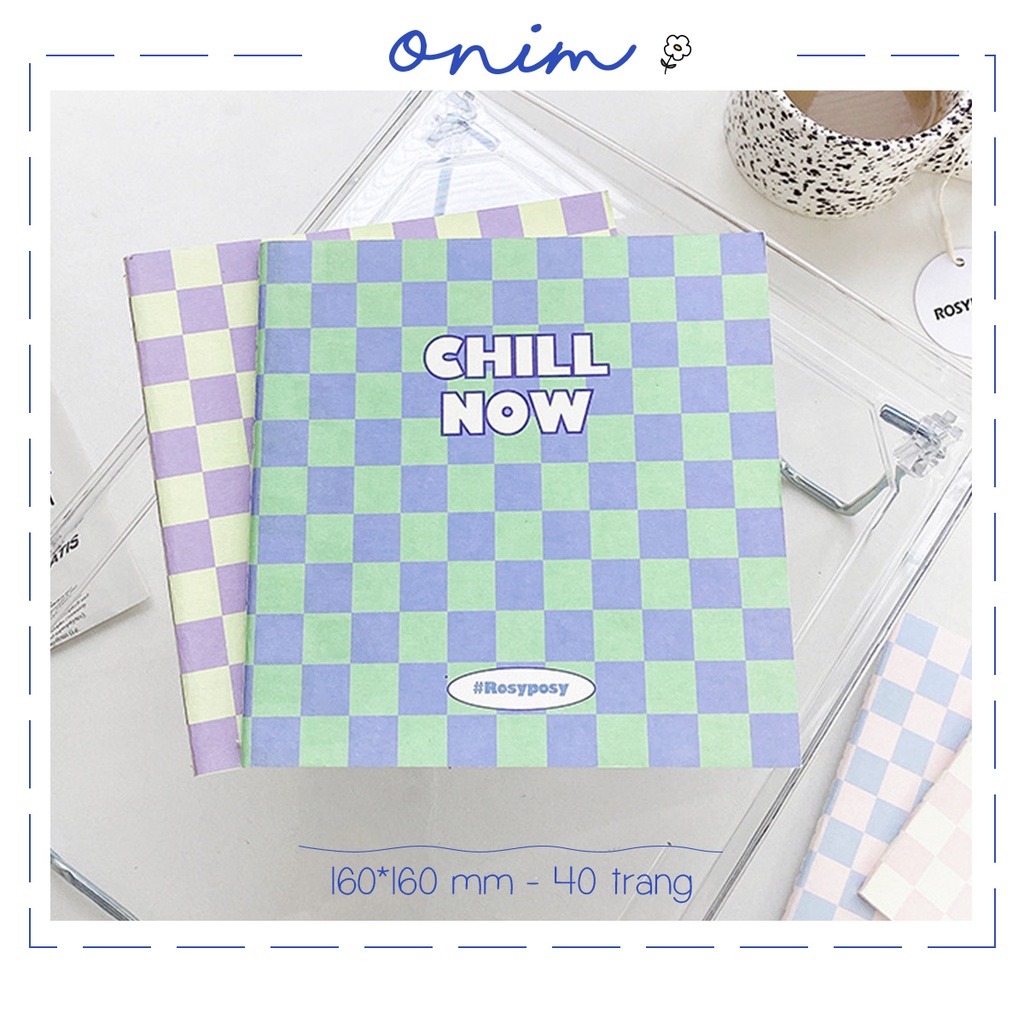 Sổ Ghi Chú Dạng Vuông Onim 40 trang, Tập Vở Học Sinh Phong Cách Hàn Quốc Bìa Caro Chill ON0602