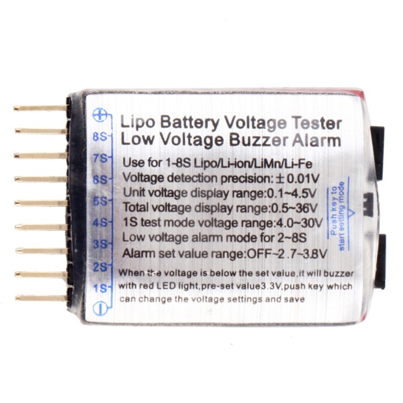 Set 1 / 2 Thiết Bị Kiểm Tra Điện Áp Pin lithium 1-8S Phù Hợp Với Tàu Thuyền Điều Khiển Từ Xa
