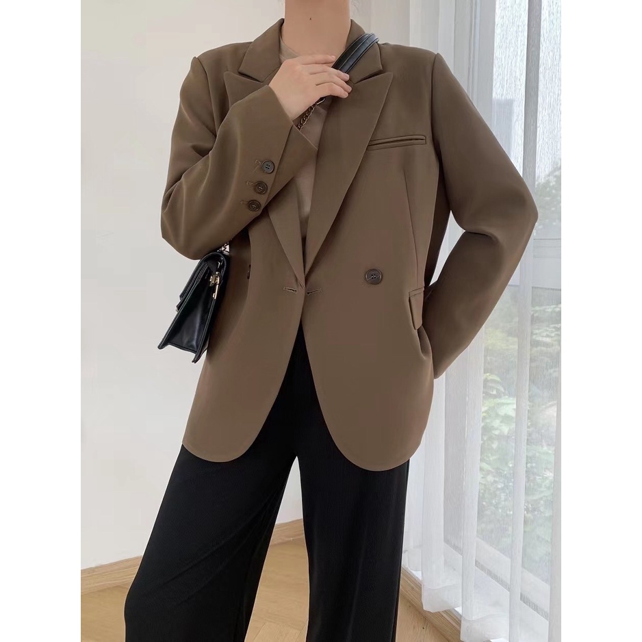 Áo Blazer Cúc Chéo Thiết Kế Chuẩn Blazer 2 Lớp Túi Nắp Blazer Cổ V Vải Đẹp Cao Cấp - BLA22091