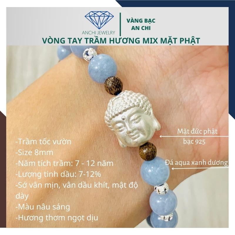 Vòng tay trầm hương mặt phật, hạt nhỏ cho nam nữ. Anchi jewelry