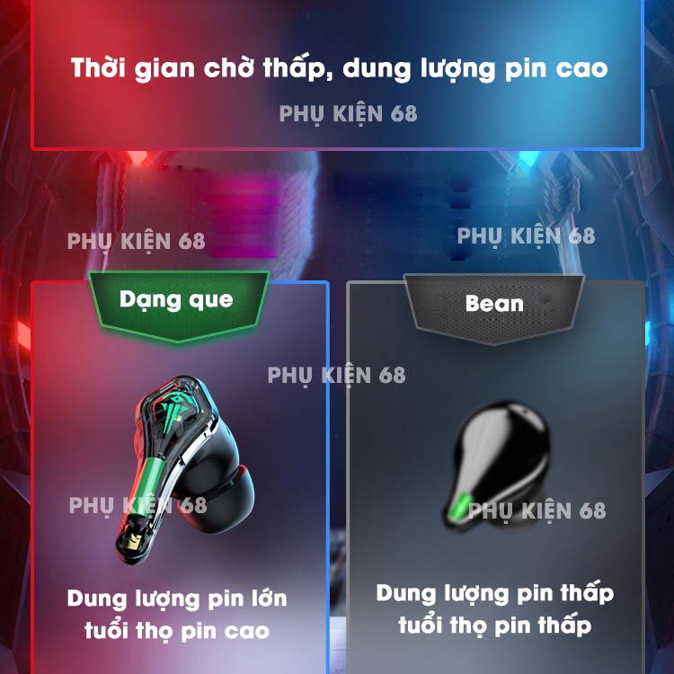 Tai Nghe Bluetooth Gaming A10 TWS ,Tai Nghe TWS Gaming Pro,  -Có Mic , Độ Trễ Cực Thấp 0.045s Bass mạnh mẽ