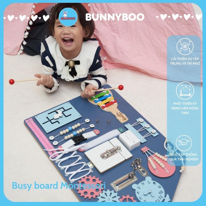 Bảng Bận Rộn Busy board Montessori ngôi nhà BUNNYBOO Đồ chơi giáo dục Thông Minh thiết kế tên riêng miễn phí cho bé