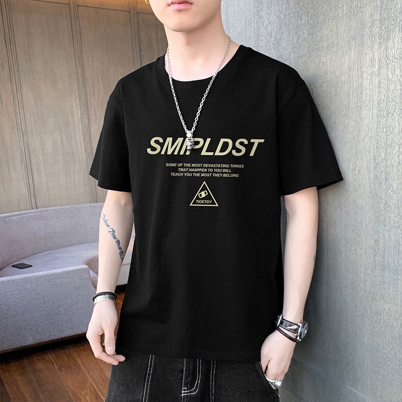 Áo Thun Tay Ngắn Cổ Tròn Dáng Rộng Thời Trang Hàn Quốc Cho Nam