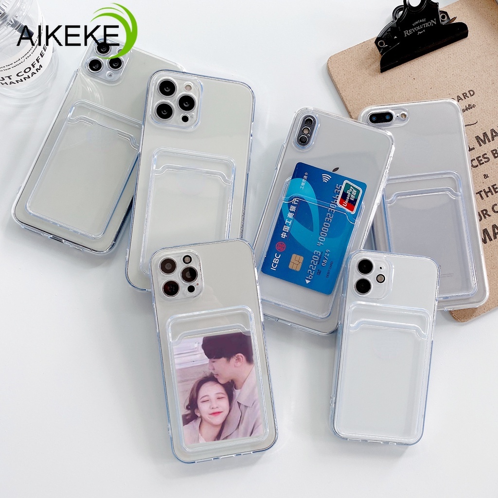 Ốp điện thoại có ngăn đựng thẻ cho Compatible for Iphone 13 11 12 Pro Max Mini Xs X Xr 7 8 Plus Se 2020 12pro