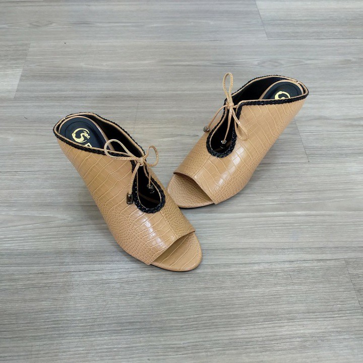 Giày sandal nữ cao gót đế xuồng 7p hàng hiệu rosata hai màu đen nâu ro271