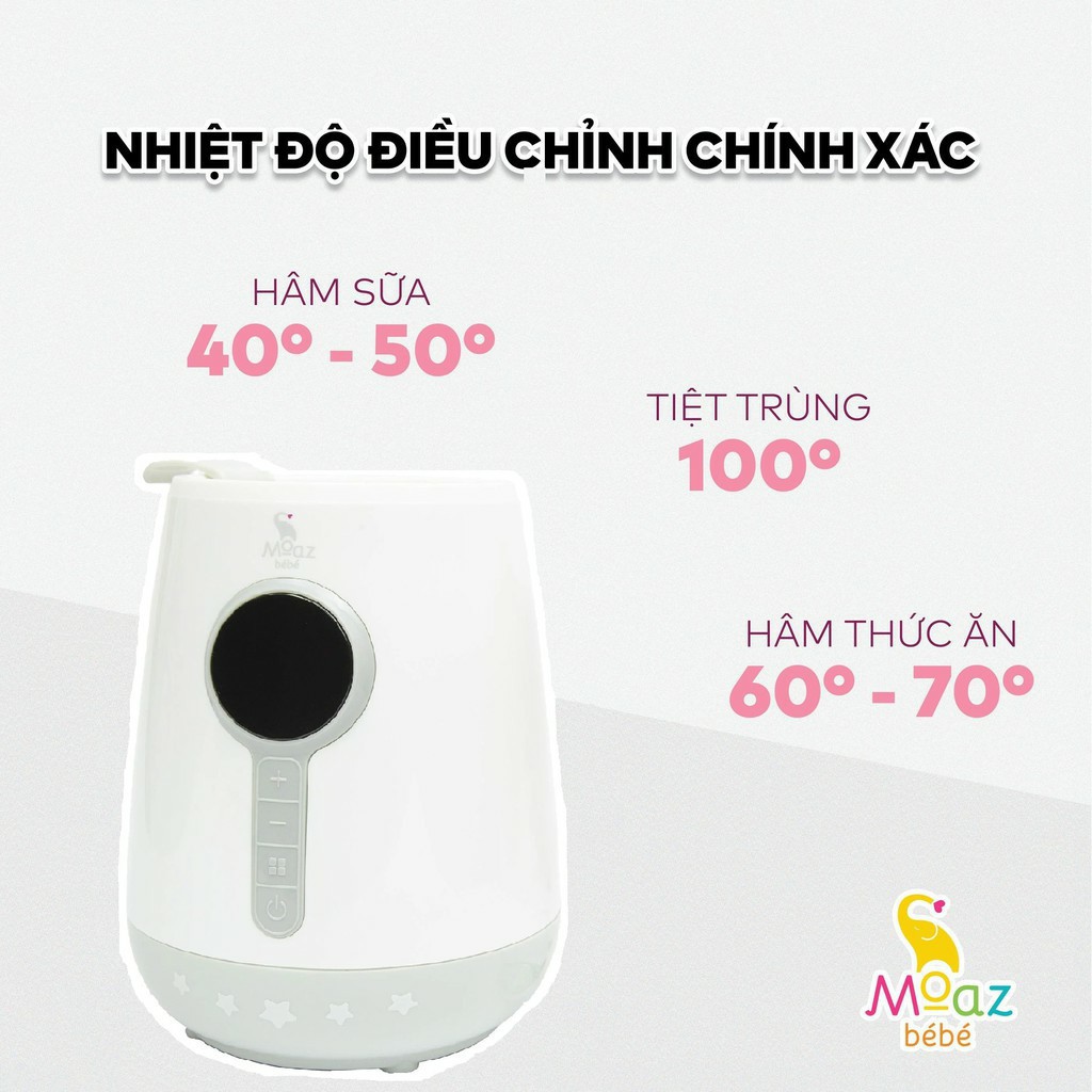 [BH 1 đổi 1] Máy hâm sữa siêu tốc cho bé Moaz Bebe MB-021