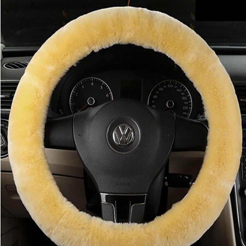 Winter Warm Automotive Interior Soft Wool Steering Wheel Cover Handbrake Accessory