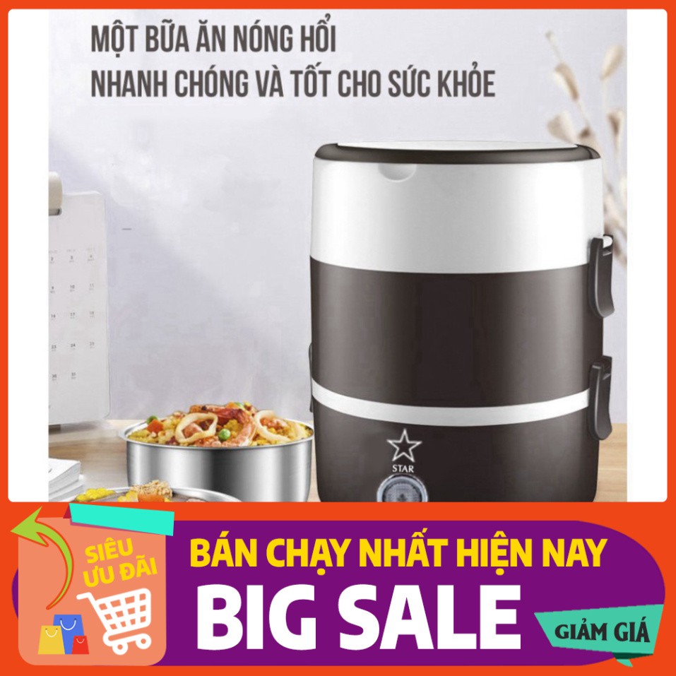 [FREE SHIP] Hộp Cơm Giữ Nhiệt 3 Tầng Hâm Nóng Thức Ăn Cắm Điện Bằng Inox Star Hot Lunch Box