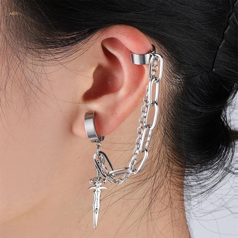 Khuyên Kẹp Vành Tai Hai Lớp Tua Rua Không Cần Xỏ Lỗ Cho Nữ