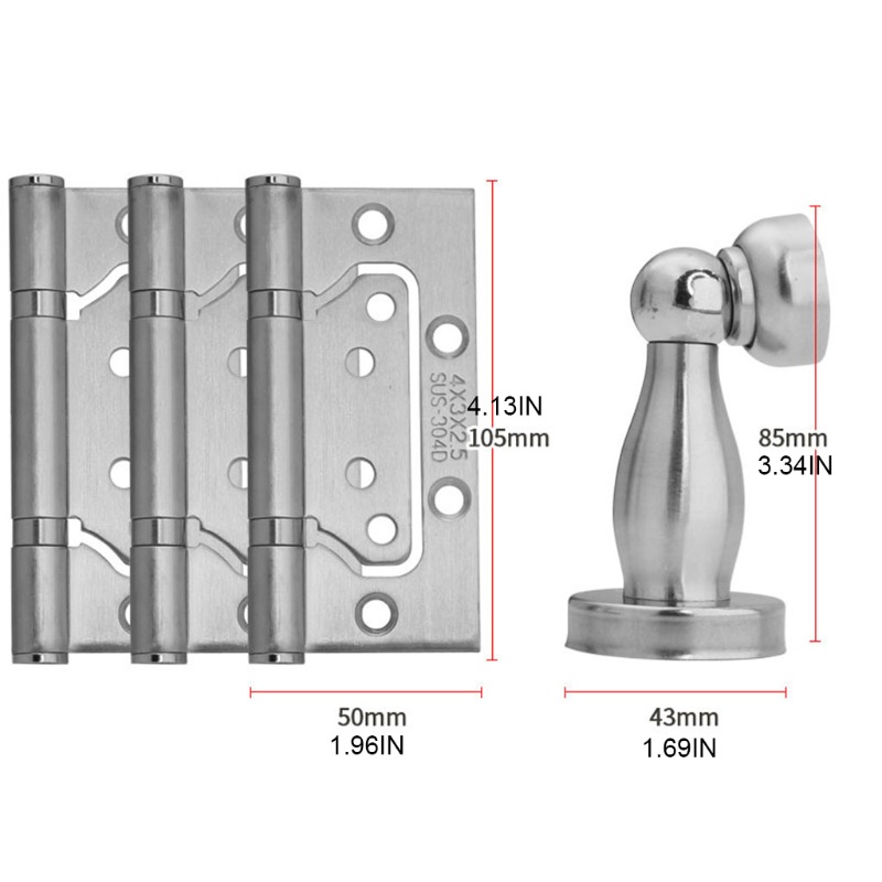 Set 3 Bản Lề Cửa 4 Nút Chặn Chống Va Chạm Không Ồn