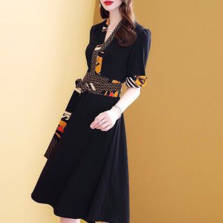 ĐẦM XOÈ CỔ V PHỐI MÀU CAO CẤP