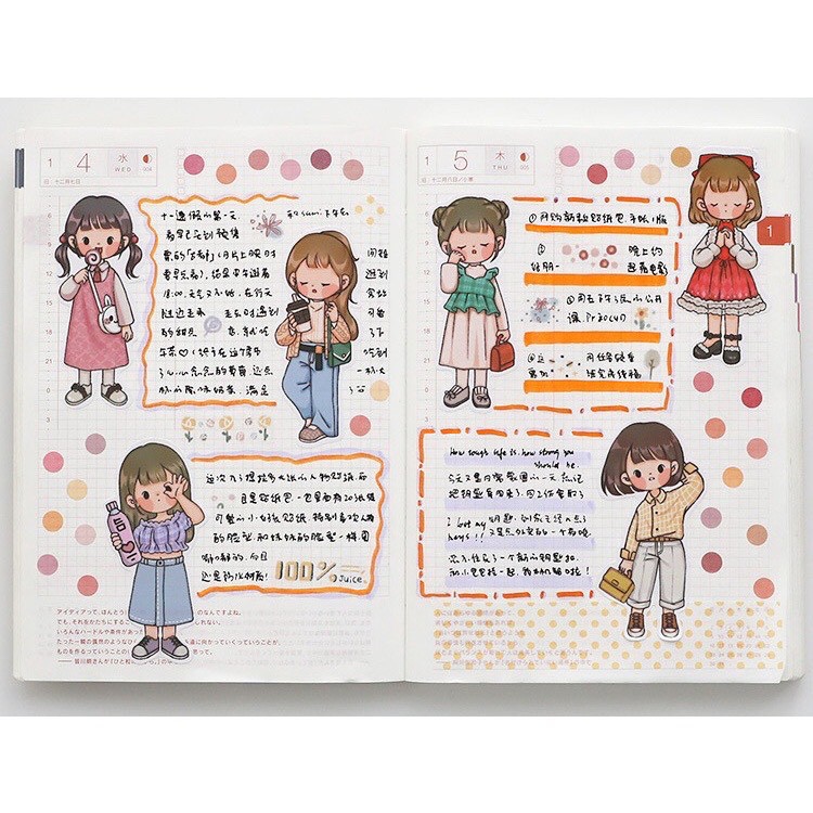 Junarystudio - Set 20 sticker miếng dán nhân vật dễ thương trang trí