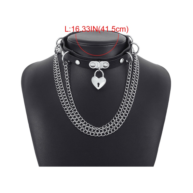 Vòng Cổ Choker Da Pu Phối Khóa Trái Tim Phong Cách Gothic Punk Cho Nam Và Nữ