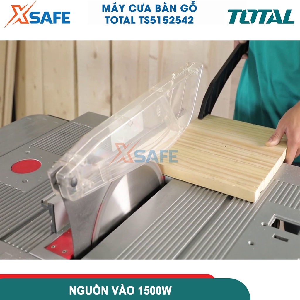 Máy cưa bàn 1500W TOTAL TS5152542 tốc độ không tải 4500rpm, kích thước lưỡi 254mm, 4 chân đế thép - chính hãng