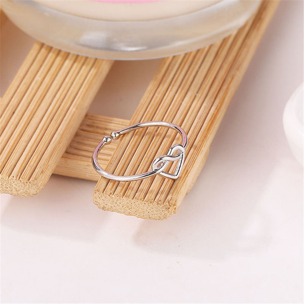 【COD】Nhẫn hở hình trái tim thắt nút mỏng có thể điều chỉnh kích thước thời trang cho nữ