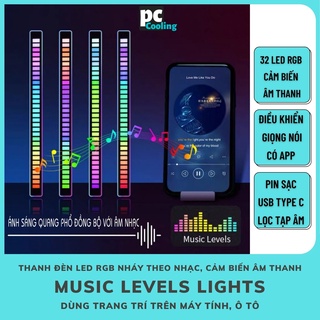 Thanh ĐÈN LED RGB NHÁY THEO NHẠC, B-Light NID Light, Điều khiển bằng giọng nói, có APP, trang trí cho máy tính/ Ô tô