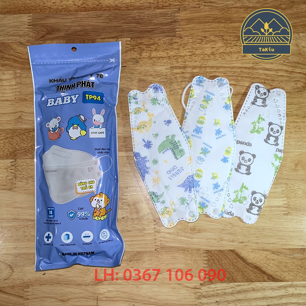 Khẩu Trang Cho Bé KF94 THỊNH PHÁT 4 Lớp Kháng Khuẩn Túi 10 Cái