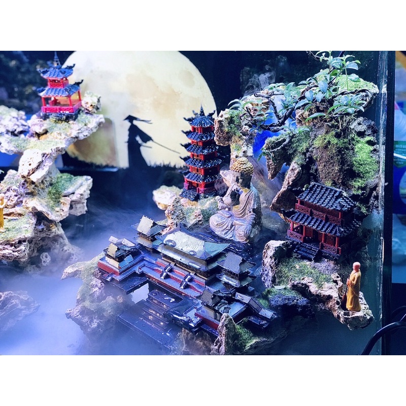 Tranh 3D trang trí hồ cá thuỷ sinh, bán cạn - chủ đề Huyền Bí