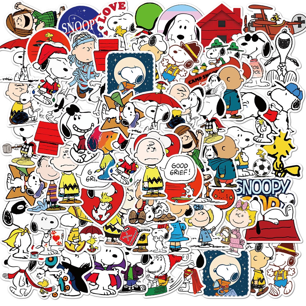 Sticker Bộ 50 miếng dán họa tiết Snoopy chống thấm nước trang trí đáng yêu