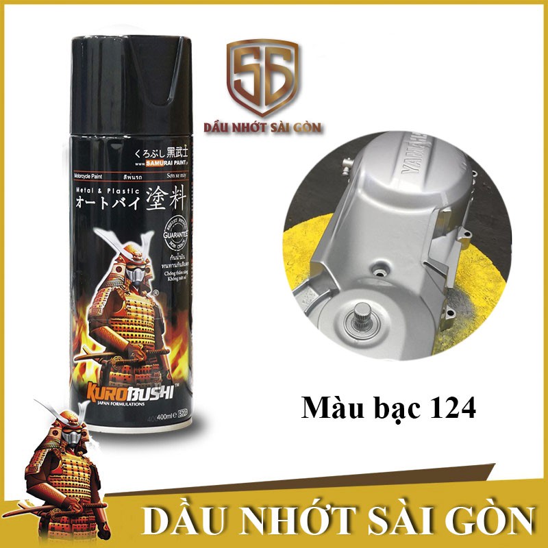 Samurai 124 _ Chai sơn xịt sơn xe máy Samurai 3/124 màu bạc _ Silver